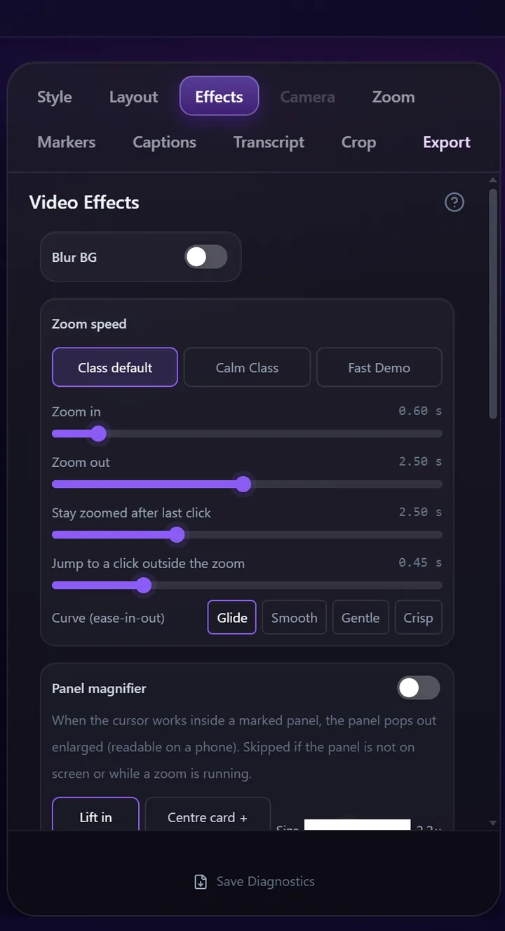 Zoom and magnifier settings